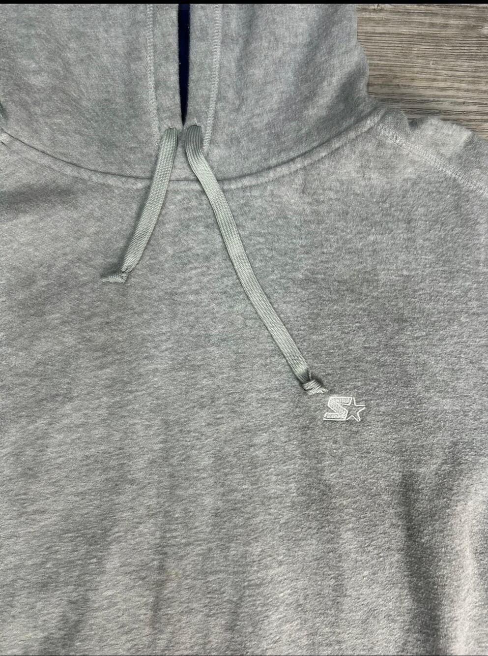 Vintage Starter Hoodie Mens 3XL Gray Pullover Sweater Embroidered Logo Big Tall